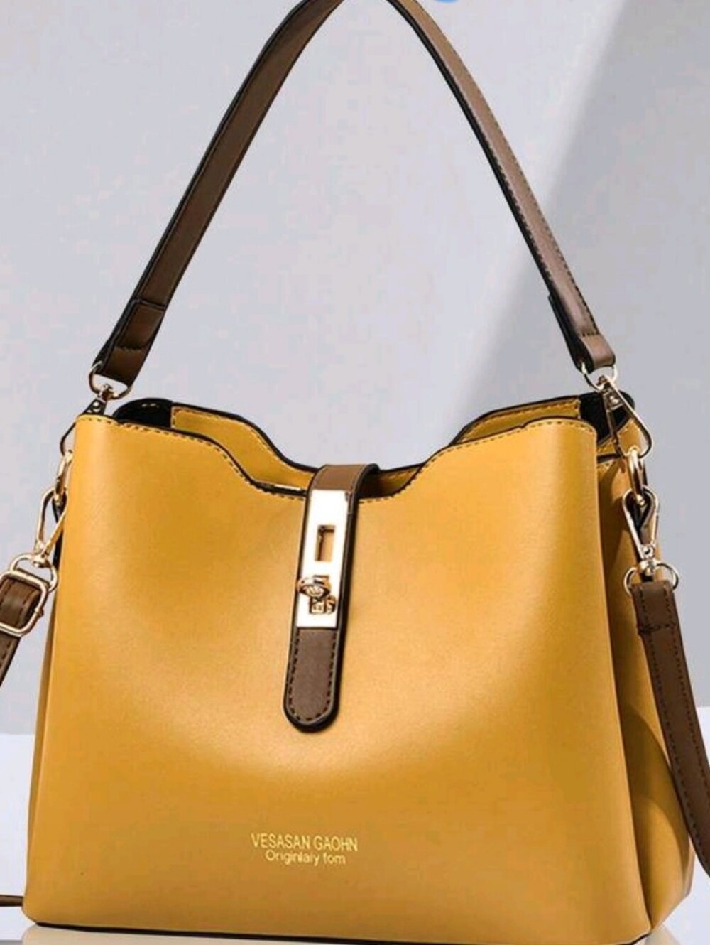 Yellow Leather Shoulder Bag